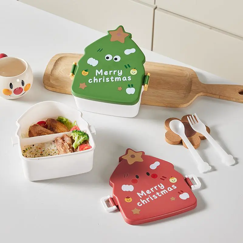 Christmas Tree Lunch Box for Office Workers, Microwave Heated Lunch Box