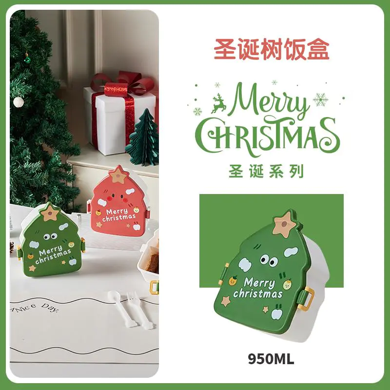 Christmas Tree Lunch Box for Office Workers, Microwave Heated Lunch Box