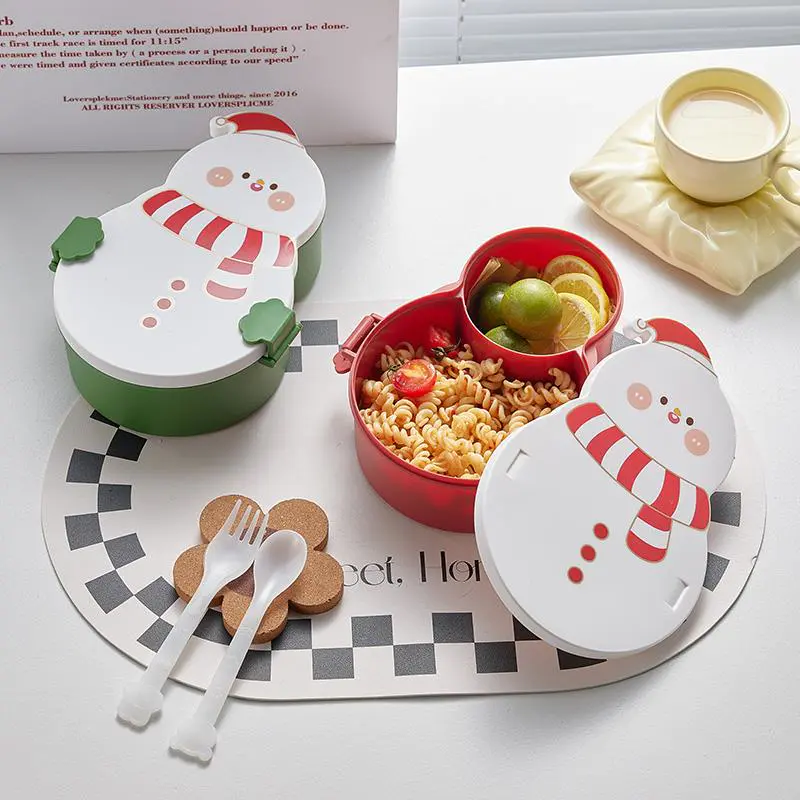 Creative Snowman Shaped Lunch Box with Compartments