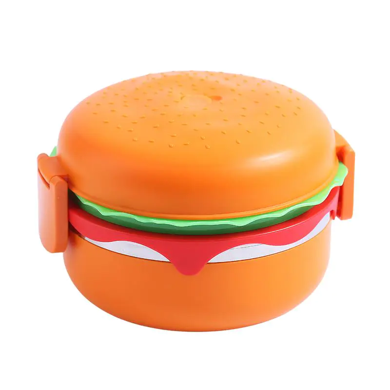 Cartoon Student Double Layer Hamburger PP Lunch Box