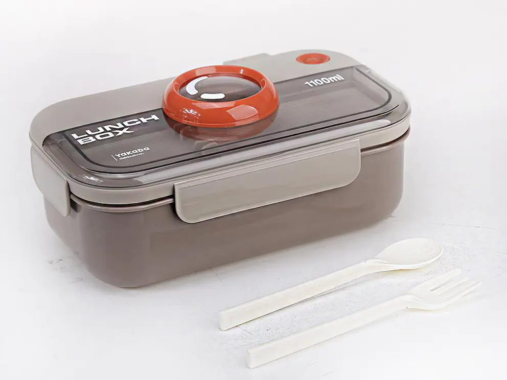 Rectangle camera shaped rice box with fork and spoon (1100ml capacity)