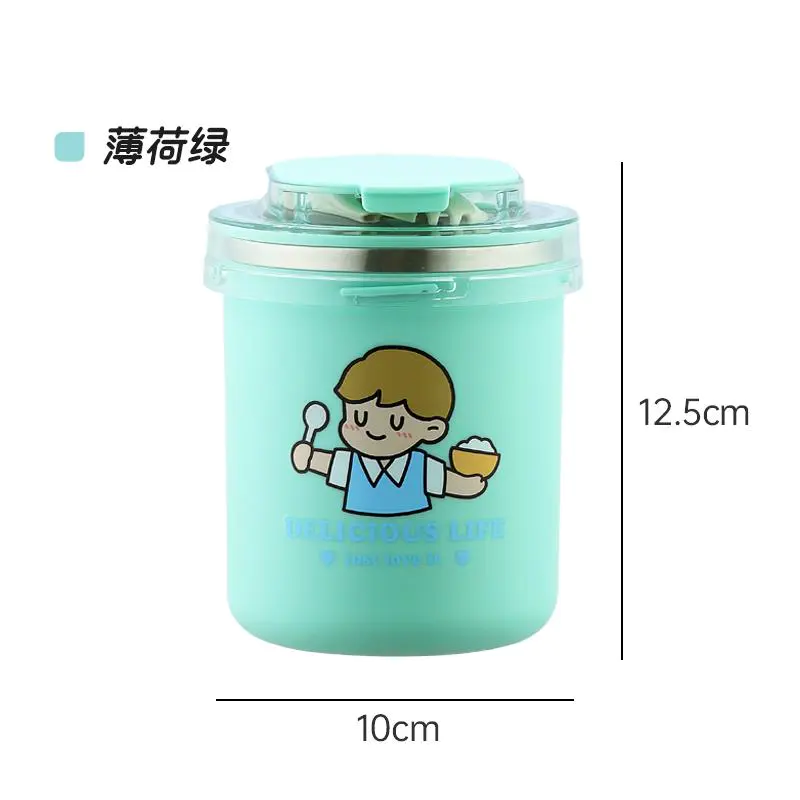 Fashion INS Cartoon Soup Cup (530ML), Stainless Steel Soup Cup