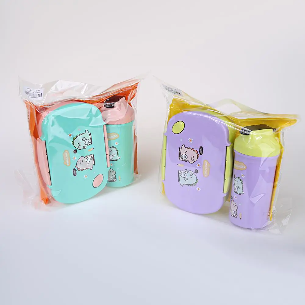 Cartoon Pattern Lunch Box and Water Bottle Set