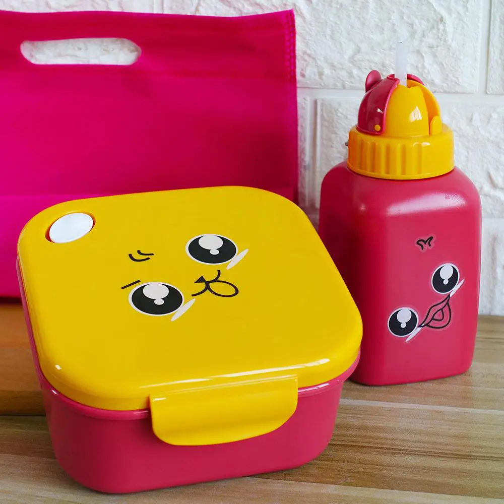 Square Cartoon Lunch Box and Water Bottle Set