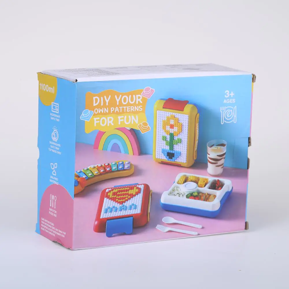 Handheld DIY Pixel Building Block Children's Lunch Box