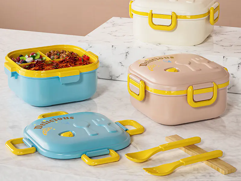 Japanese lunch box for students and children，Double layered lunch boxes that can be heated in a microwave oven
