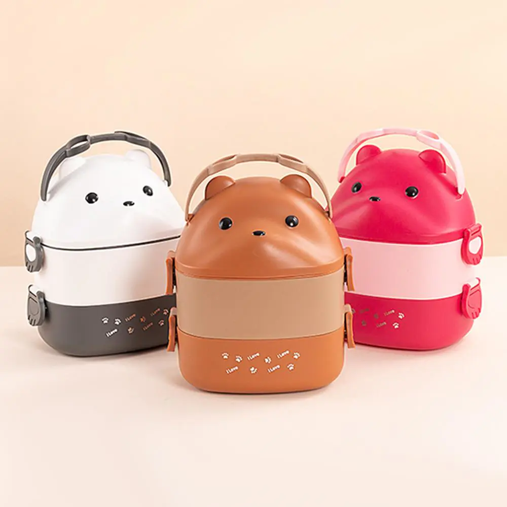 Glasses Bear Handheld Lunch Box, Multi Style Layered Lunch Box