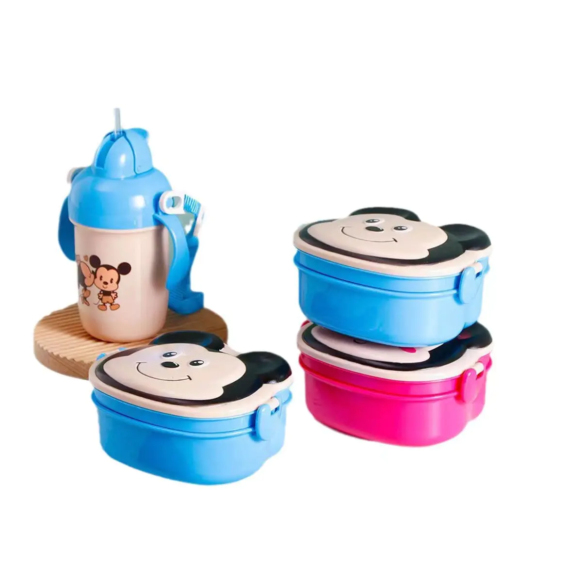 Cartoon Style Double-layer Divided Plastic Lunch Box