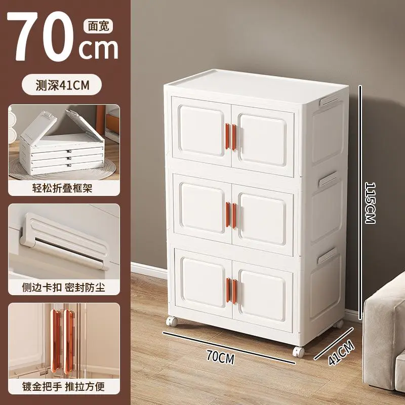 Pure White Folding Storage Cabinet with Small Dog Stickers Attached