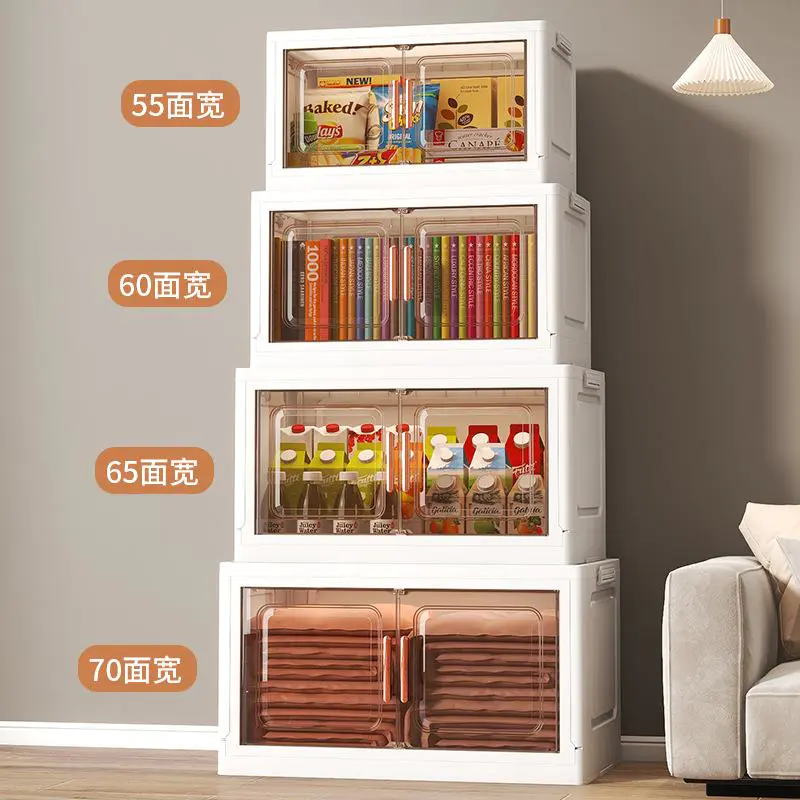 Multi Story Double Door Folding Cabinet, Household Storage Cabinet