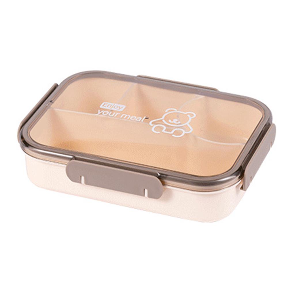 Cartoon Minimalist Square Compartment Student Lunch Box, Rectangular Bento Box