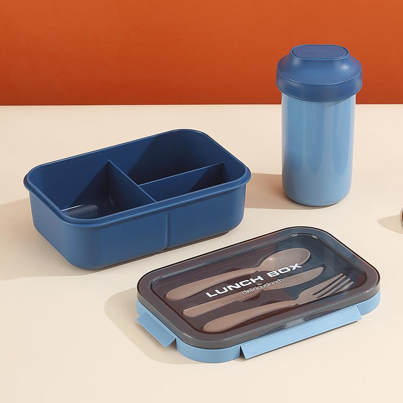 Colored Simple Portable Lunch Box and Water Bottle Set for Students