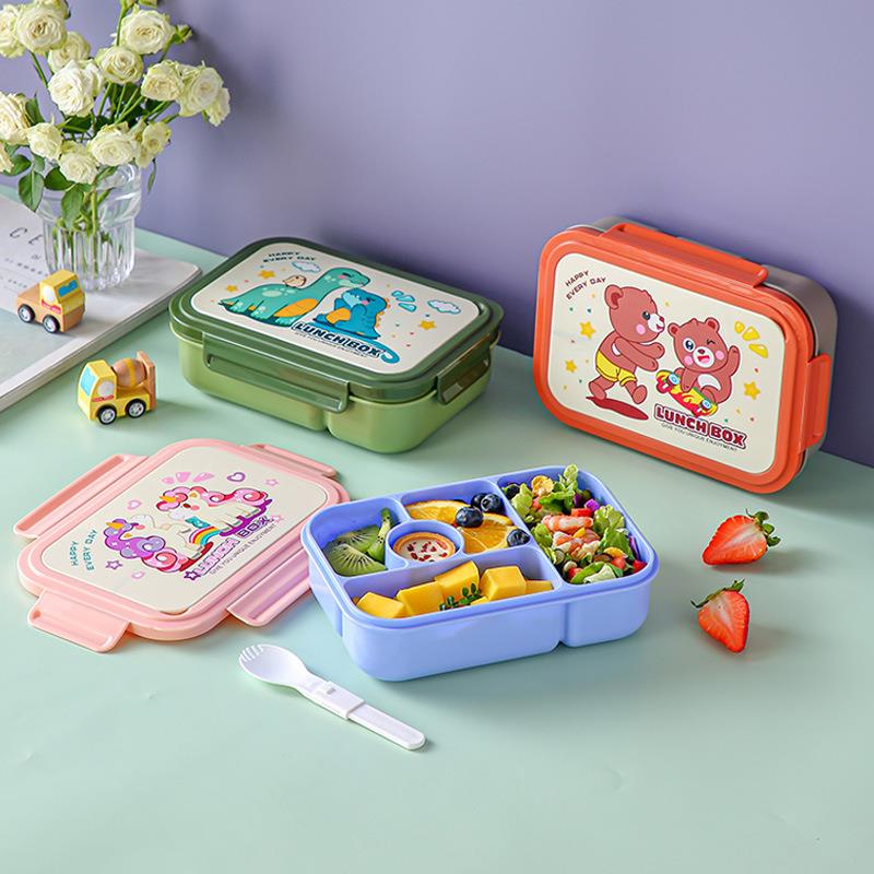 Cartoon Style Children's Multi Compartment Large Capacity Plastic Lunch Box