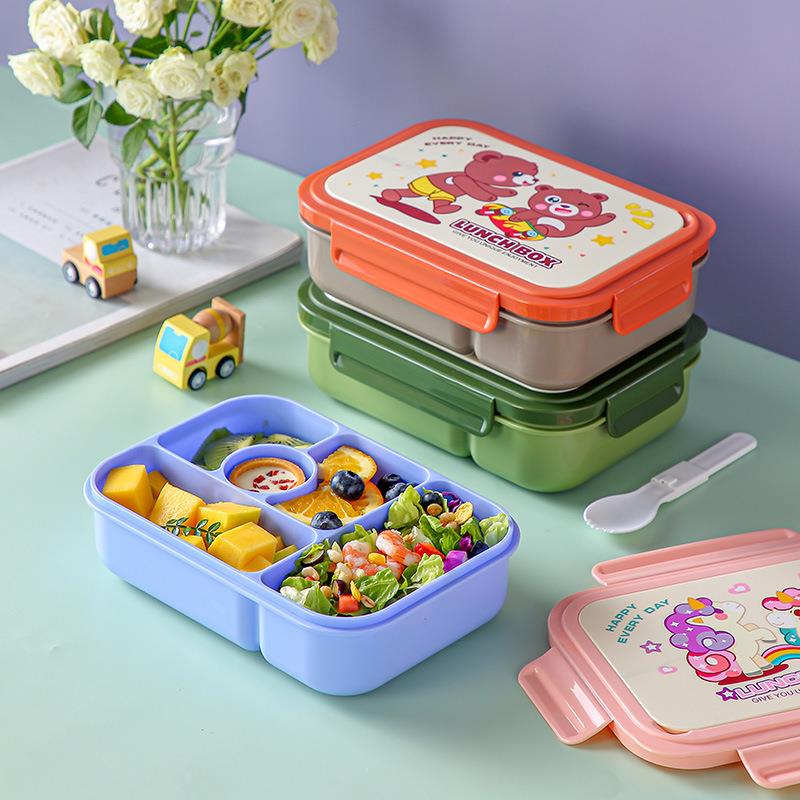 Cartoon Style Children's Multi Compartment Large Capacity Plastic Lunch Box