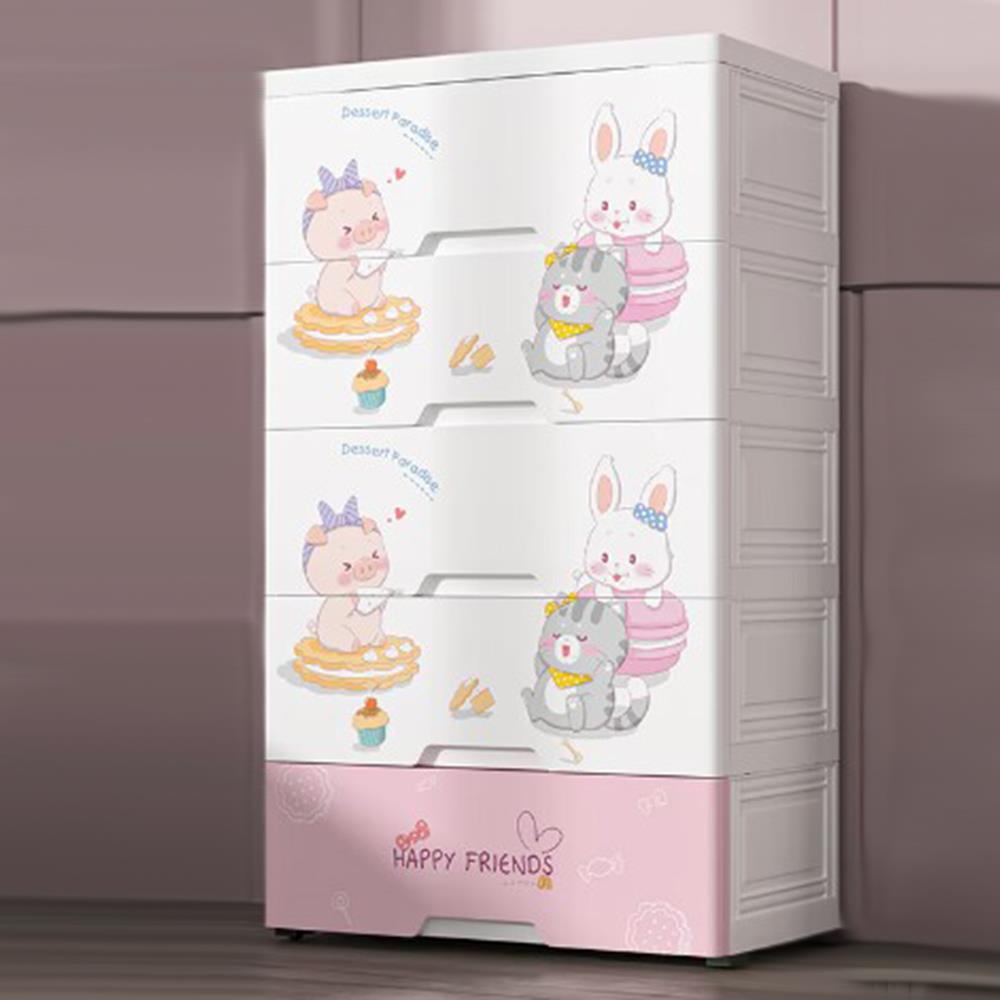 Cartoon Drawer Storage Cabinet, Plastic Children's Clothing and Toy Sorting Cabinet