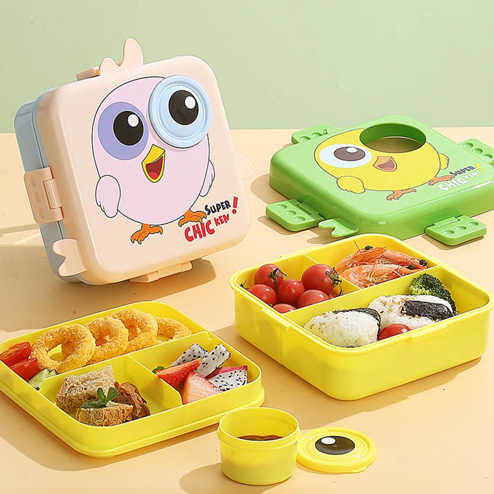 Cartoon Animal Pattern Lunch Box, Square Lunch Box for Students and Children
