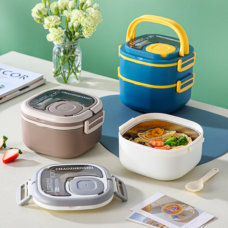 Large Capacity Lunch Box with Tableware for Office Workers